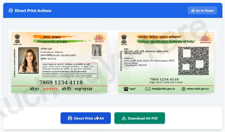  Aadhaar PDF to HD PVC 
